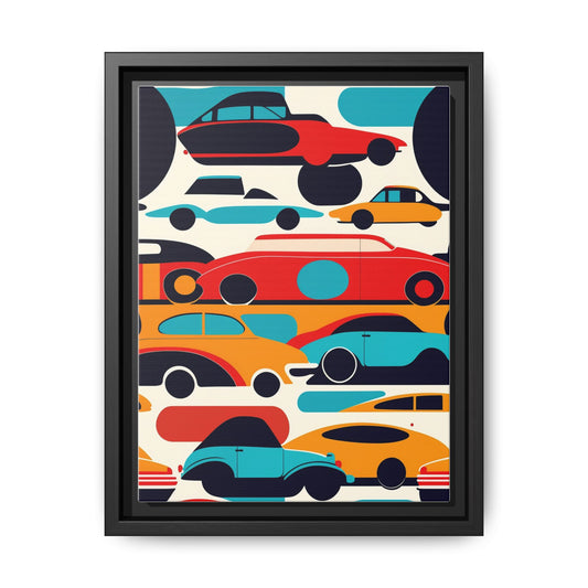 Retro Cars Canvas Art Print, Colorful Wall Decor, Vintage Car Lovers Gift, Home Office Artwork, Unique Gift for Him