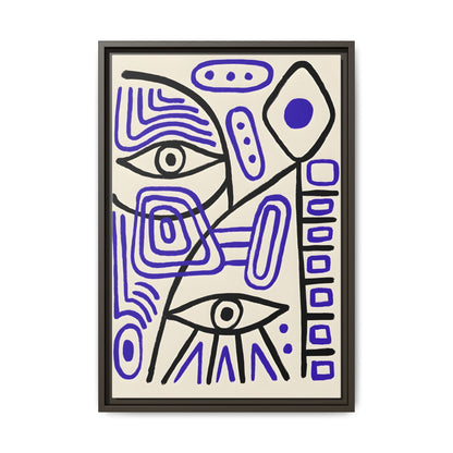 Abstract Line Art Canvas Print - Modern Black and Purple Framed Artwork
