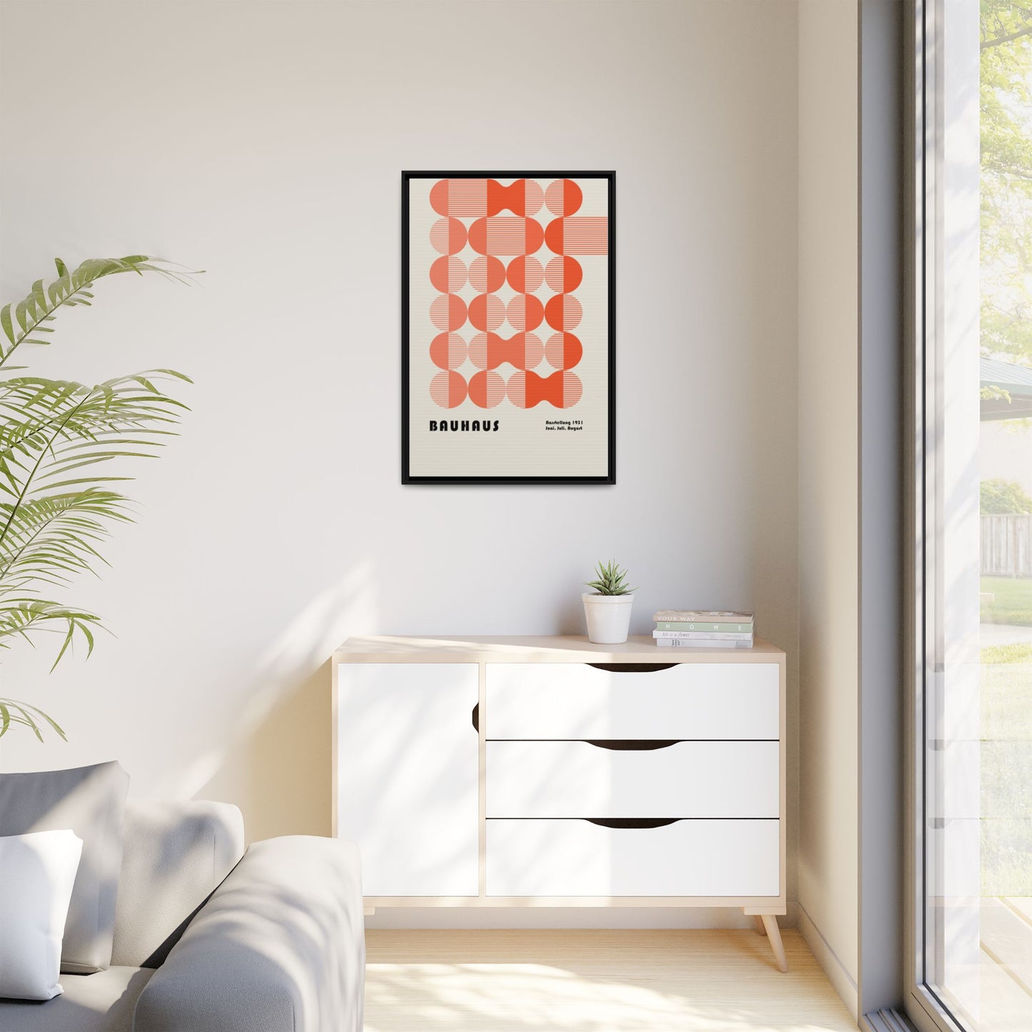 Modern Bauhaus Art Print - Framed Matte Canvas Decor