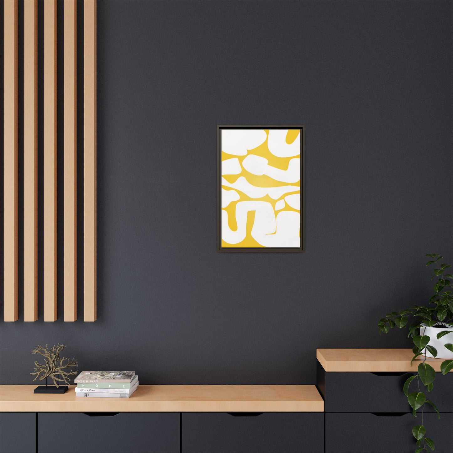 Abstract Yellow Art Print - Framed Matte Canvas Wall Decor