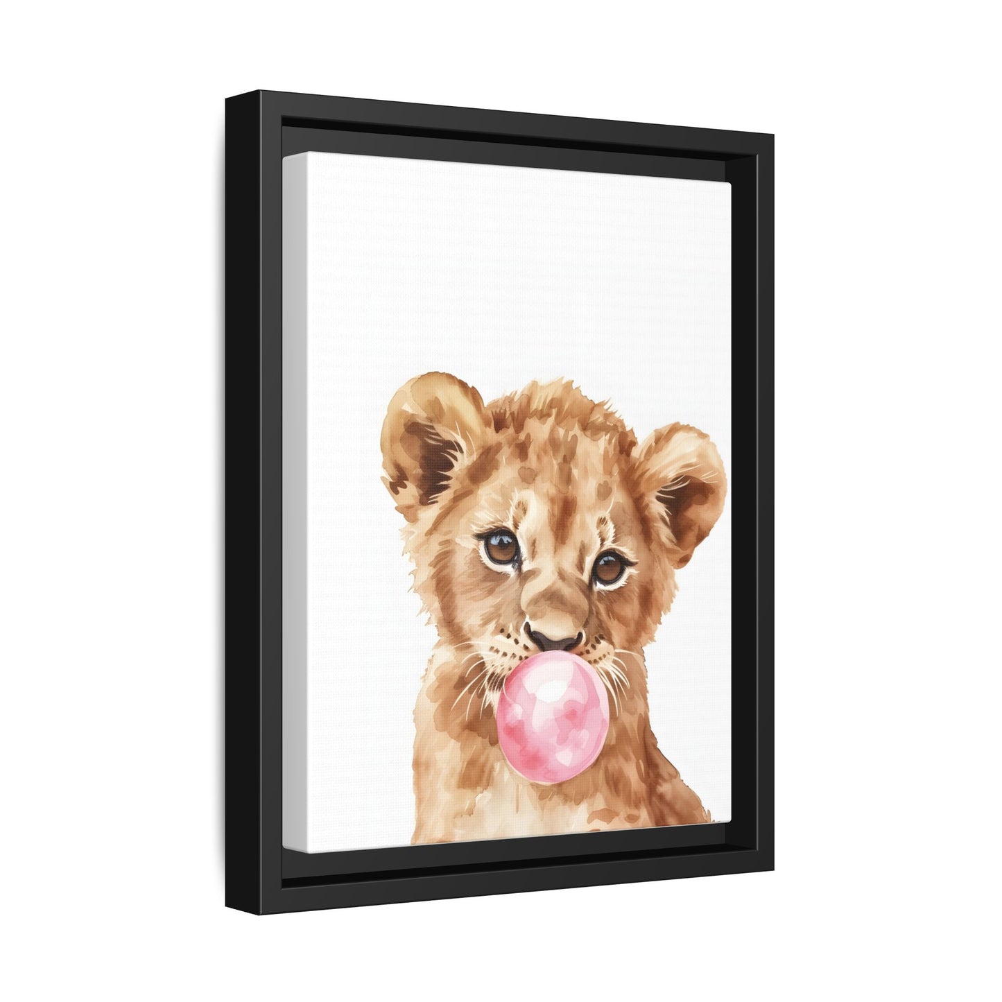Adorable Lion Cub Canvas Art, Cute Nursery Decor, Framed Wall Art, Baby Shower Gift, Kids Room Decoration, Wild Animal Print