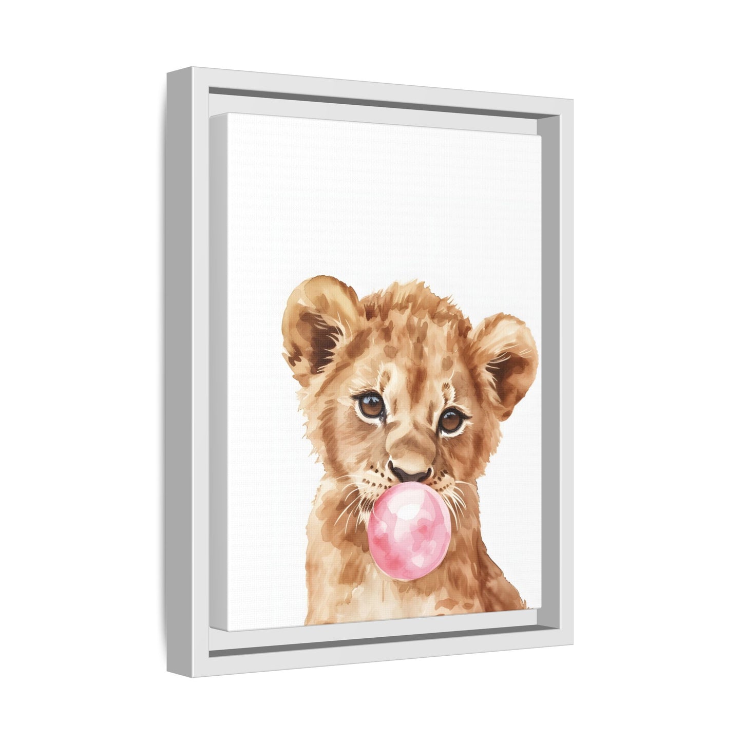 Adorable Lion Cub Canvas Art, Cute Nursery Decor, Framed Wall Art, Baby Shower Gift, Kids Room Decoration, Wild Animal Print