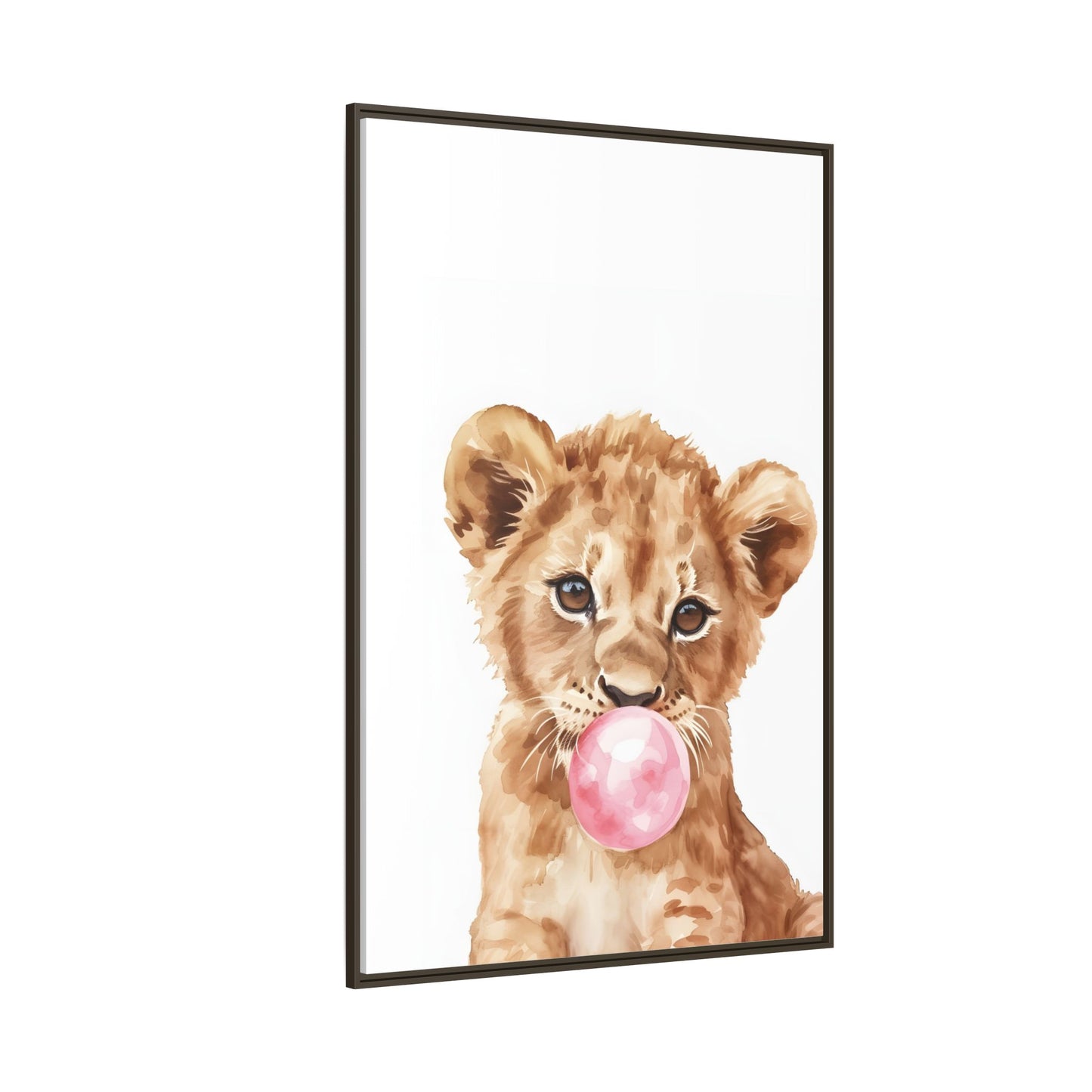 Adorable Lion Cub Canvas Art, Cute Nursery Decor, Framed Wall Art, Baby Shower Gift, Kids Room Decoration, Wild Animal Print