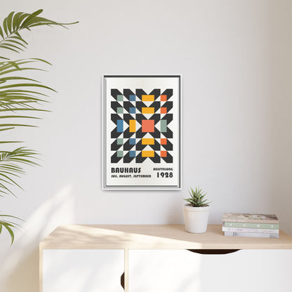 Bauhaus-Inspired Framed Canvas Art - Retro Multi-Color Wall Decor