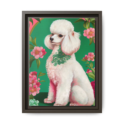 Framed Poodle Canvas Art - Floral Pet Decor for Dog Lovers