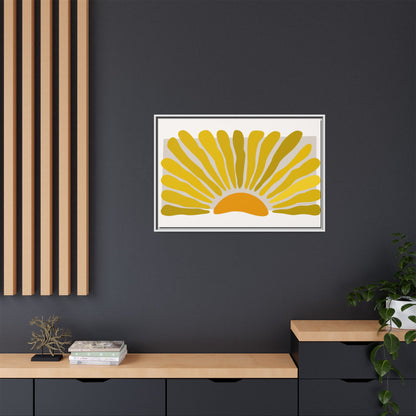 Framed Matte Canvas Wall Art, Sunny Abstract Print, Bright Home Decor, Gift for Art Lovers, Retro Style Decoration, Happy Wall Accent