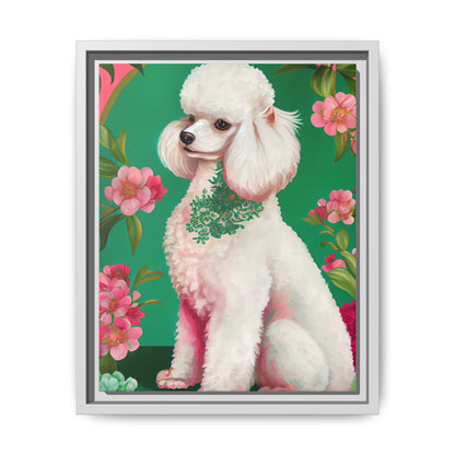 Framed Poodle Canvas Art - Floral Pet Decor for Dog Lovers