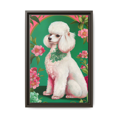Framed Poodle Canvas Art - Floral Pet Decor for Dog Lovers
