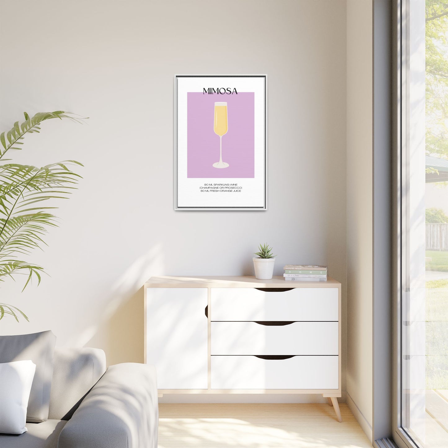 Mimosa Recipe Canvas Wall Art, Framed Home Decor, Kitchen Wall Art, Brunch Decoration, Gift for Foodies, Modern Art Print