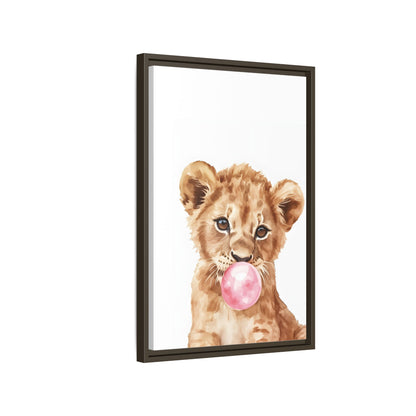 Adorable Lion Cub Canvas Art, Cute Nursery Decor, Framed Wall Art, Baby Shower Gift, Kids Room Decoration, Wild Animal Print