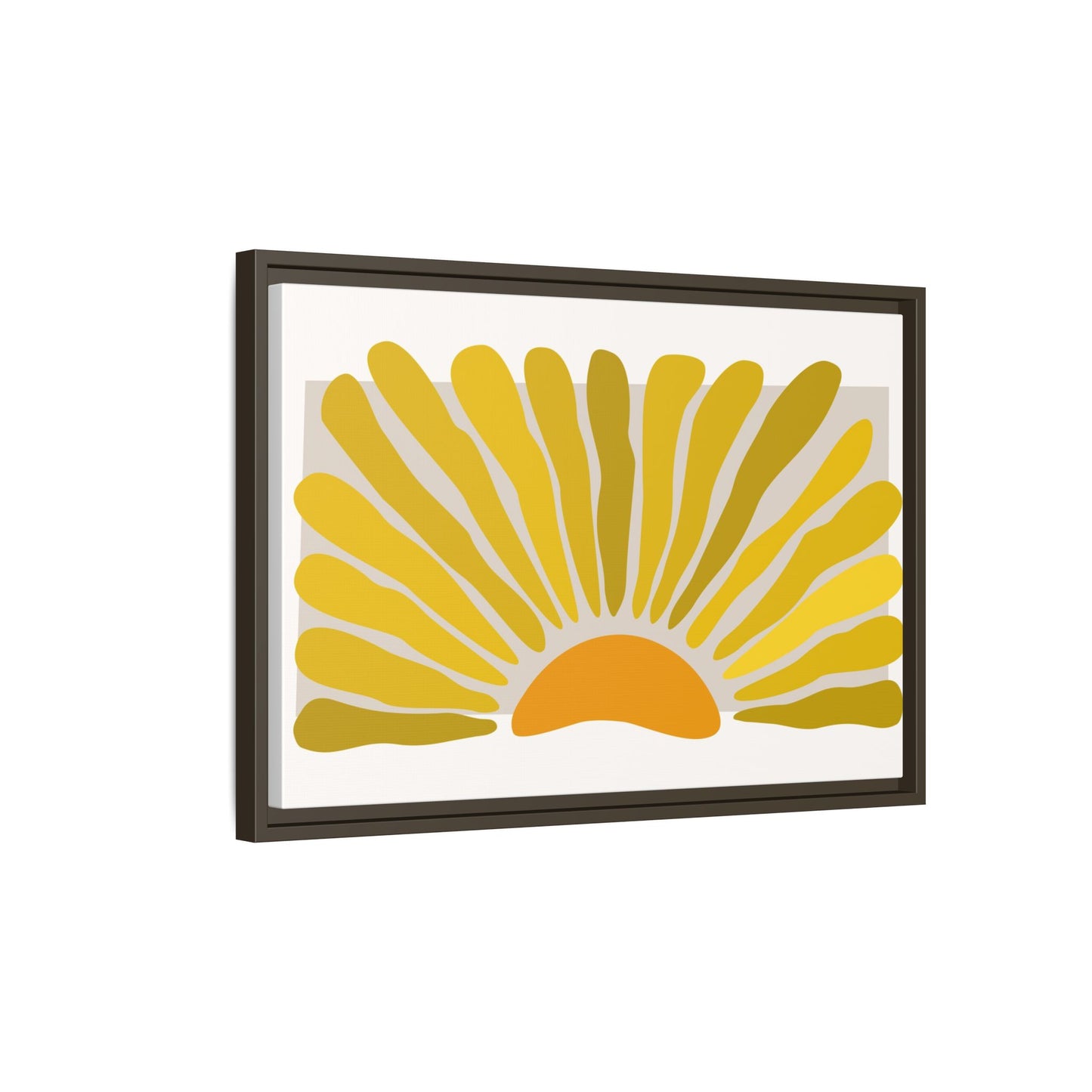 Framed Matte Canvas Wall Art, Sunny Abstract Print, Bright Home Decor, Gift for Art Lovers, Retro Style Decoration, Happy Wall Accent
