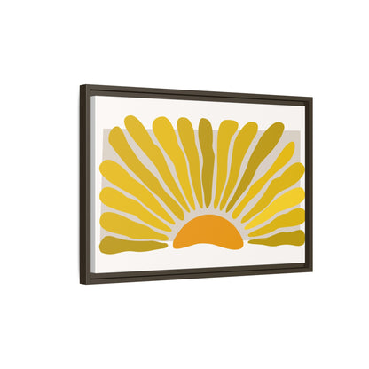 Framed Matte Canvas Wall Art, Sunny Abstract Print, Bright Home Decor, Gift for Art Lovers, Retro Style Decoration, Happy Wall Accent
