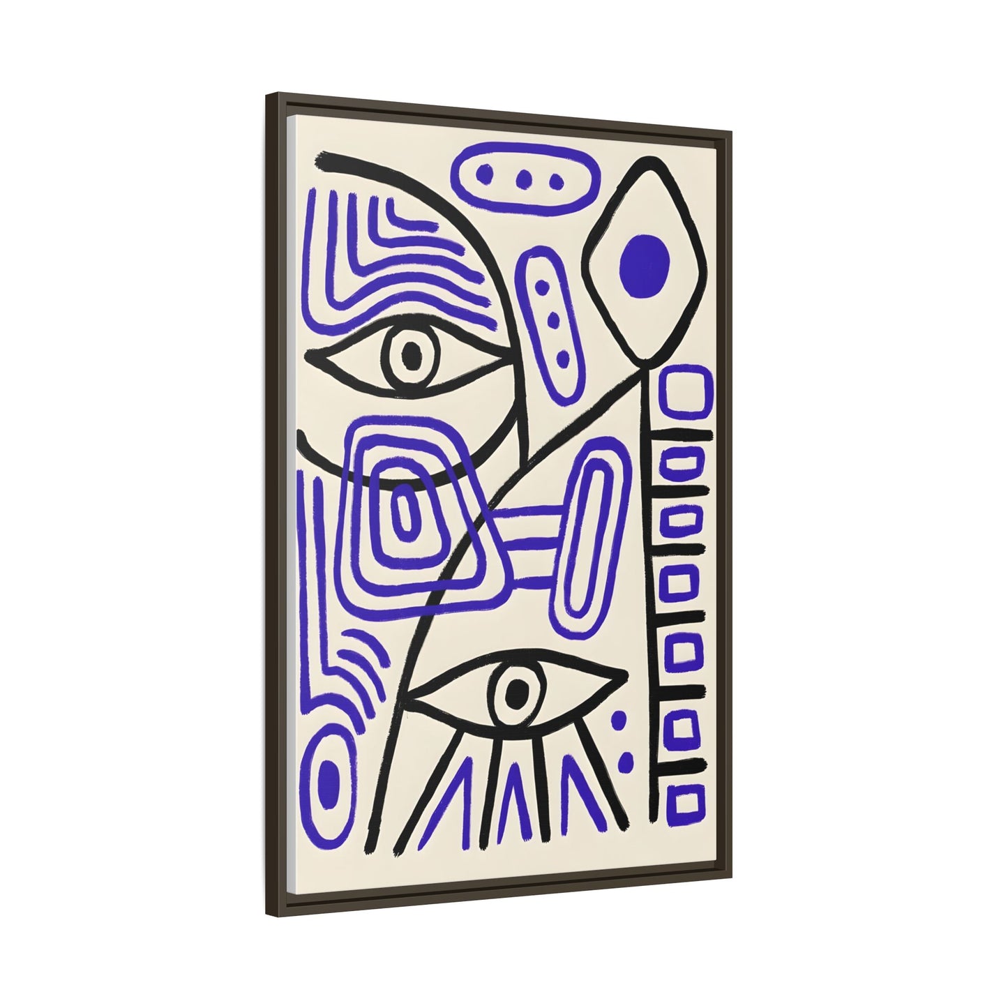 Abstract Line Art Canvas Print - Modern Black and Purple Framed Artwork