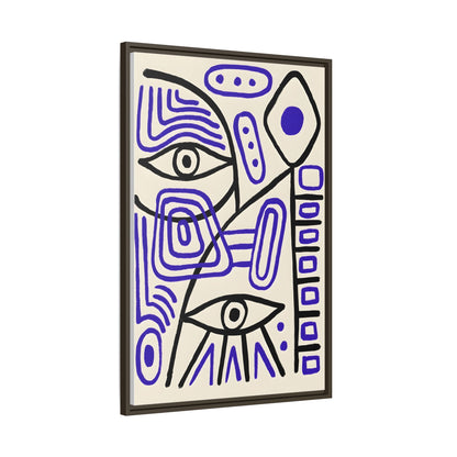 Abstract Line Art Canvas Print - Modern Black and Purple Framed Artwork