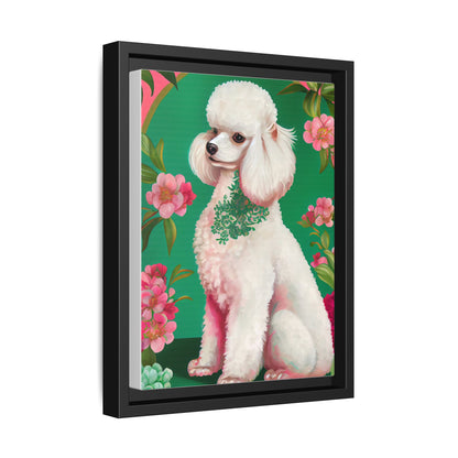 Framed Poodle Canvas Art - Floral Pet Decor for Dog Lovers