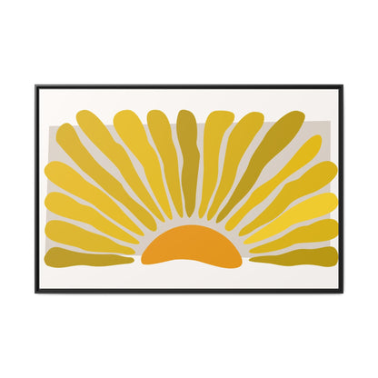 Framed Matte Canvas Wall Art, Sunny Abstract Print, Bright Home Decor, Gift for Art Lovers, Retro Style Decoration, Happy Wall Accent