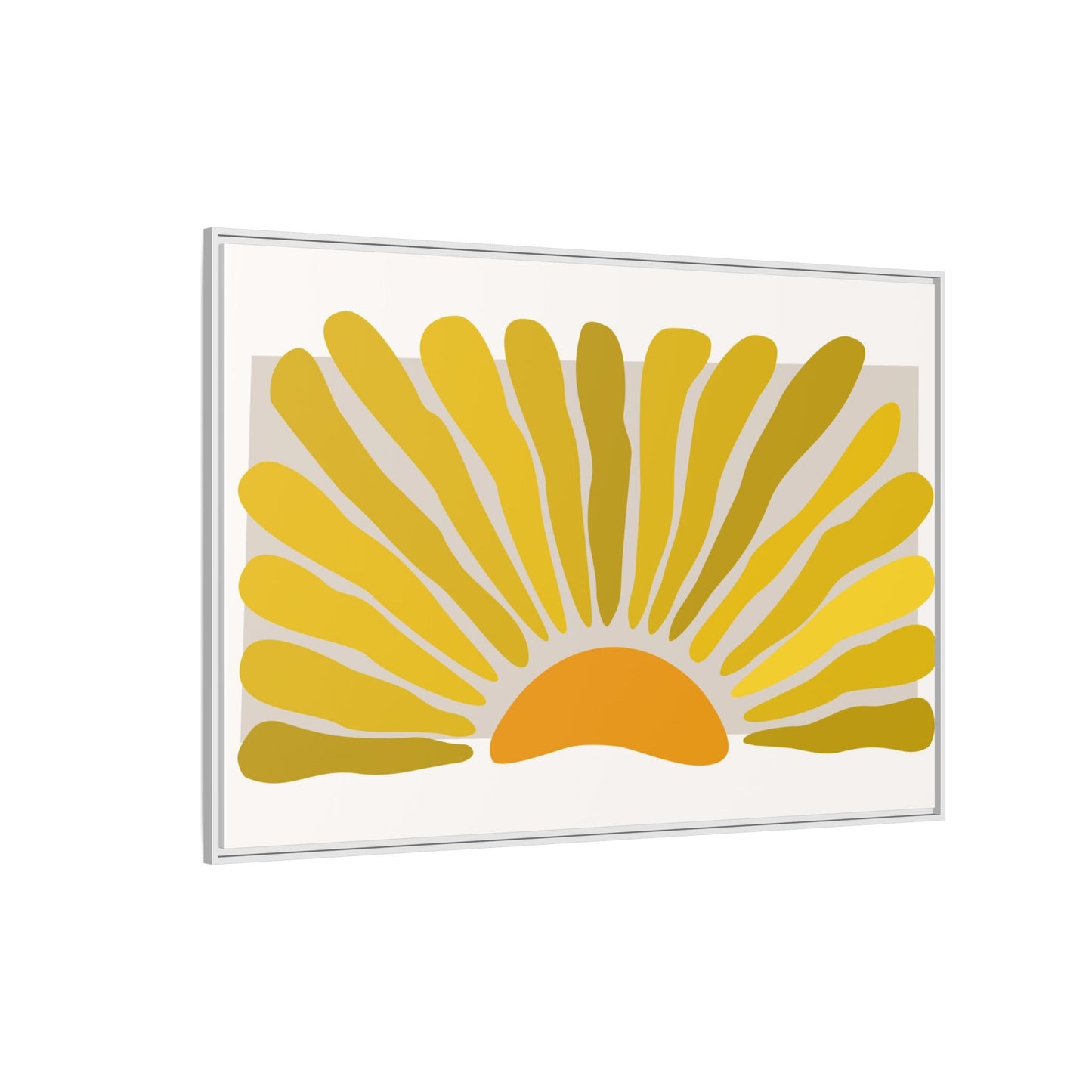 Framed Matte Canvas Wall Art, Sunny Abstract Print, Bright Home Decor, Gift for Art Lovers, Retro Style Decoration, Happy Wall Accent