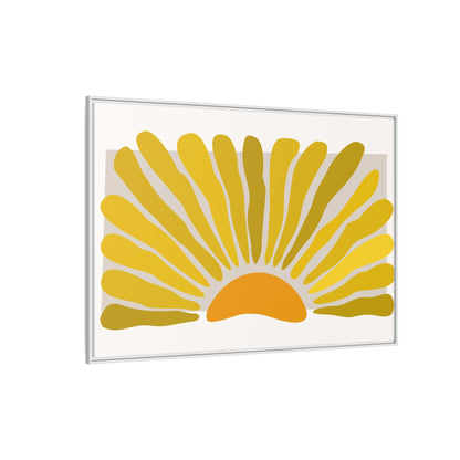 Framed Matte Canvas Wall Art, Sunny Abstract Print, Bright Home Decor, Gift for Art Lovers, Retro Style Decoration, Happy Wall Accent