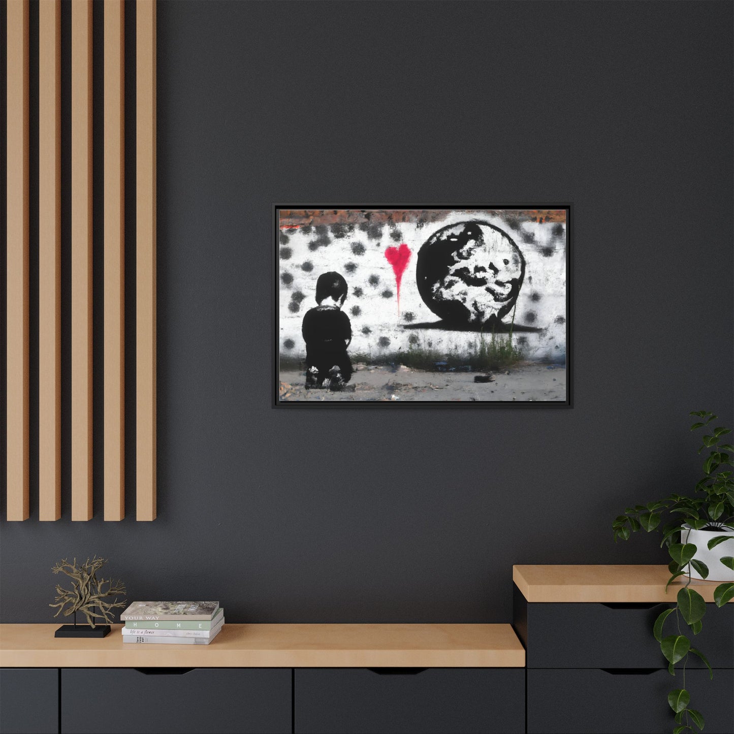 Framed Matte Canvas Art - Love for the World - Wall Decor for Home and Office