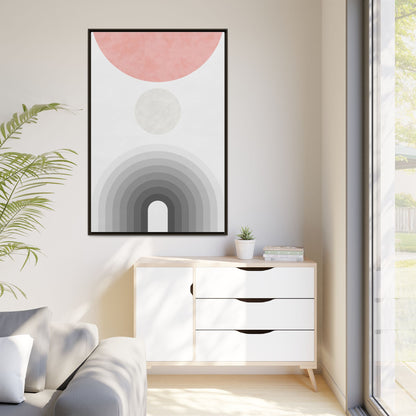 Minimalist Framed Matte Canvas Print - Abstract Circle & Gradient Design