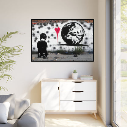 Framed Matte Canvas Art - Love for the World - Wall Decor for Home and Office