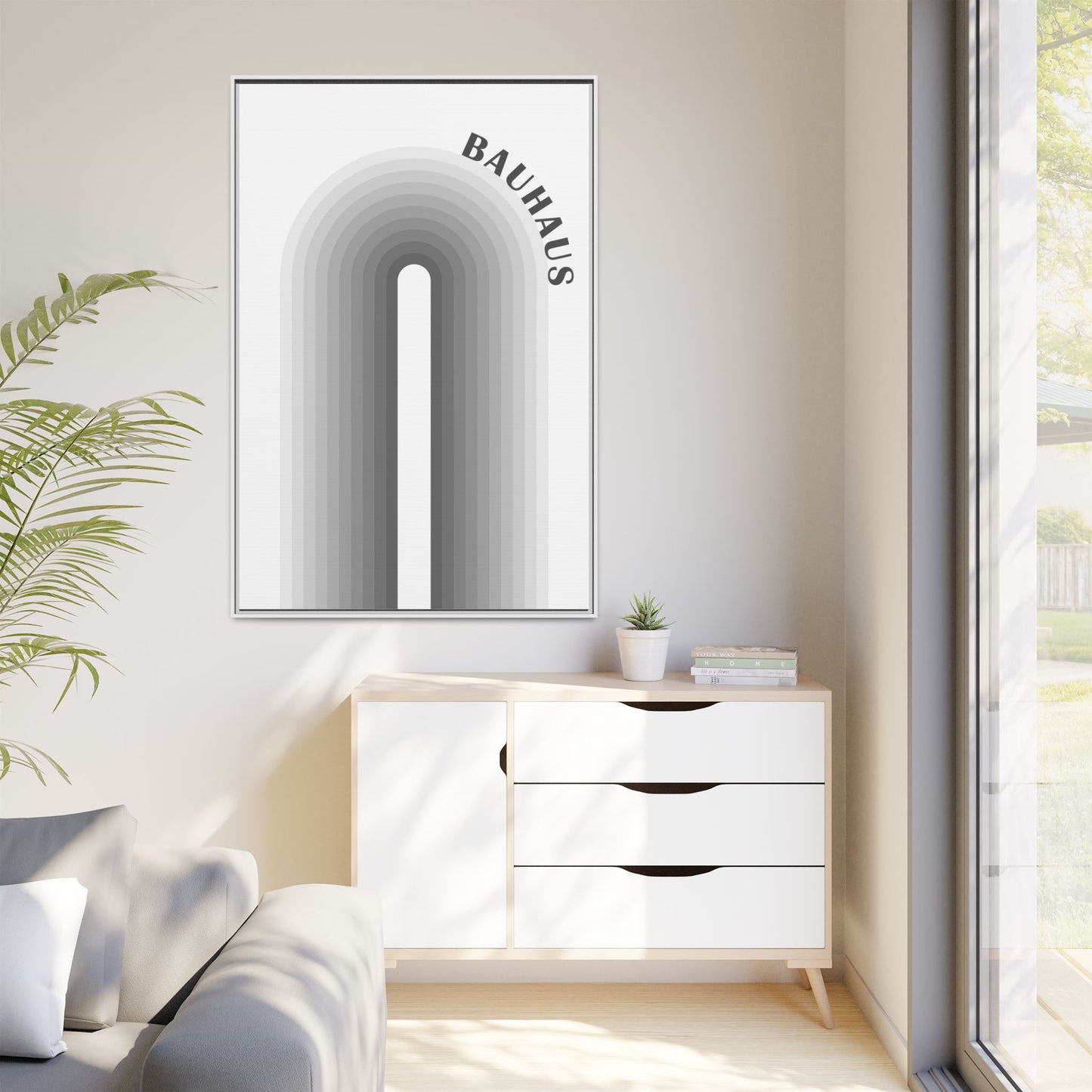Bauhaus Framed Matte Canvas Art - Modern Geometric Wall Decor