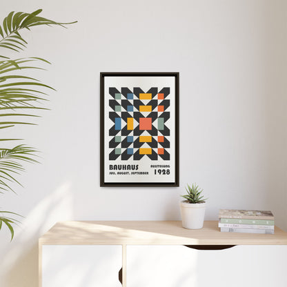 Bauhaus-Inspired Framed Canvas Art - Retro Multi-Color Wall Decor