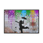 Framed Multi-Color Canvas Art - Playful Umbrella Dance