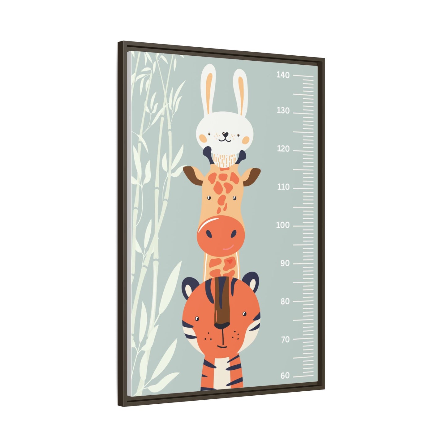 Cute Animal Growth Chart Wall Art, Framed Canvas, Kids Room Decor, Jungle Theme, Baby Shower Gift, Nursery Decoration