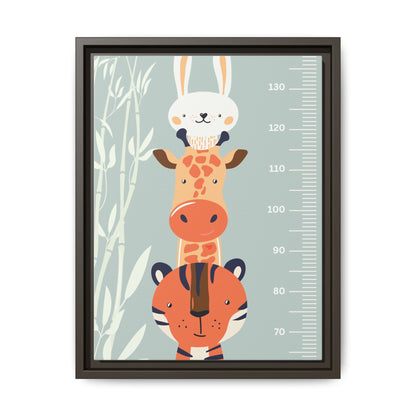Cute Animal Growth Chart Wall Art, Framed Canvas, Kids Room Decor, Jungle Theme, Baby Shower Gift, Nursery Decoration