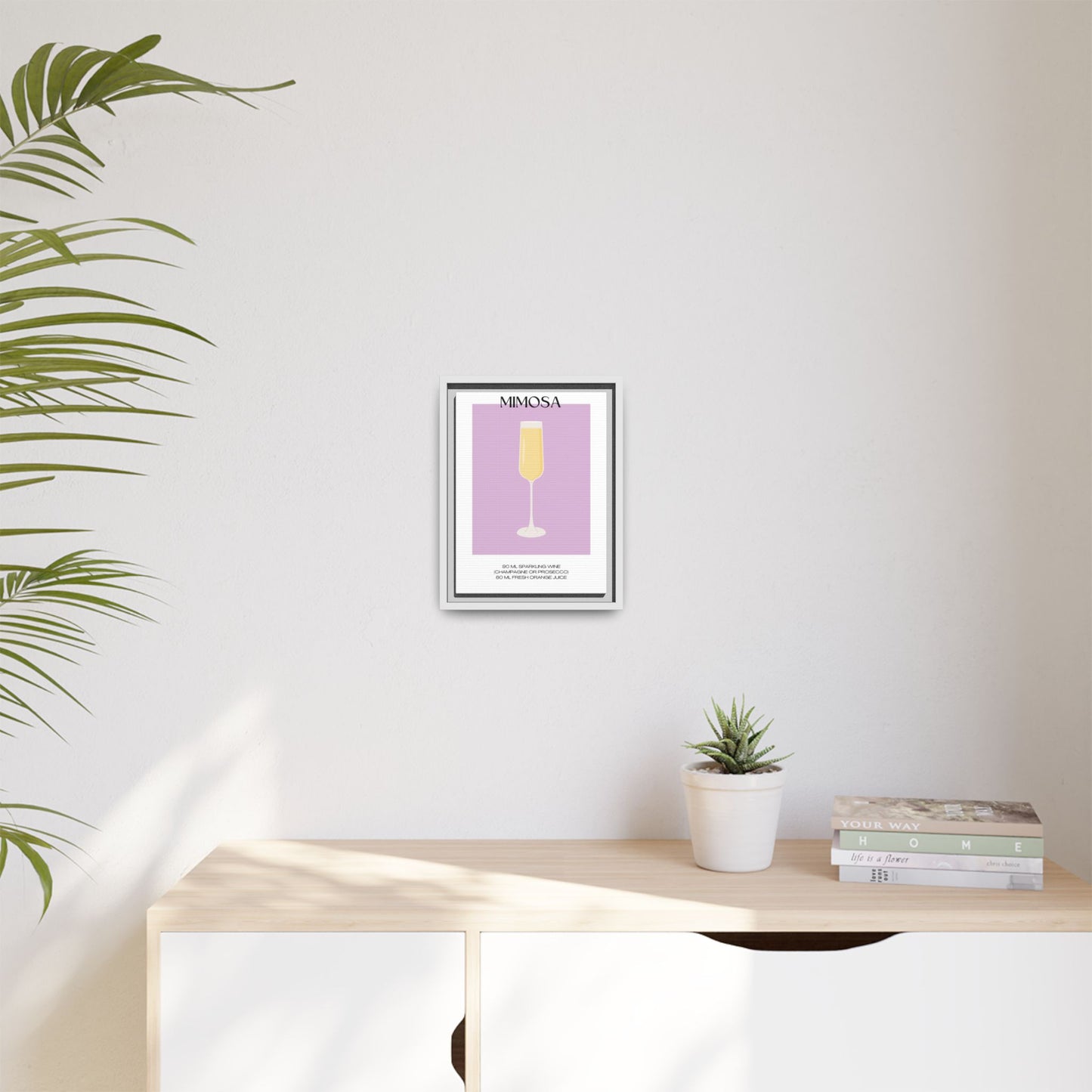 Mimosa Recipe Canvas Wall Art, Framed Home Decor, Kitchen Wall Art, Brunch Decoration, Gift for Foodies, Modern Art Print
