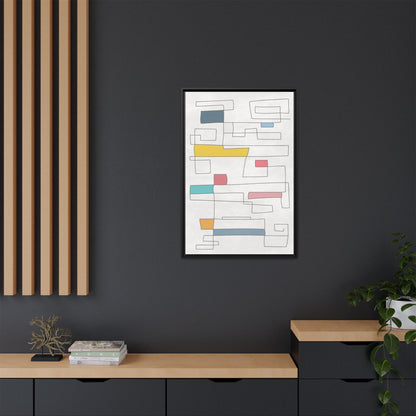 Abstract Line Art Framed Canvas - Modern Multi-Color Wall Decor