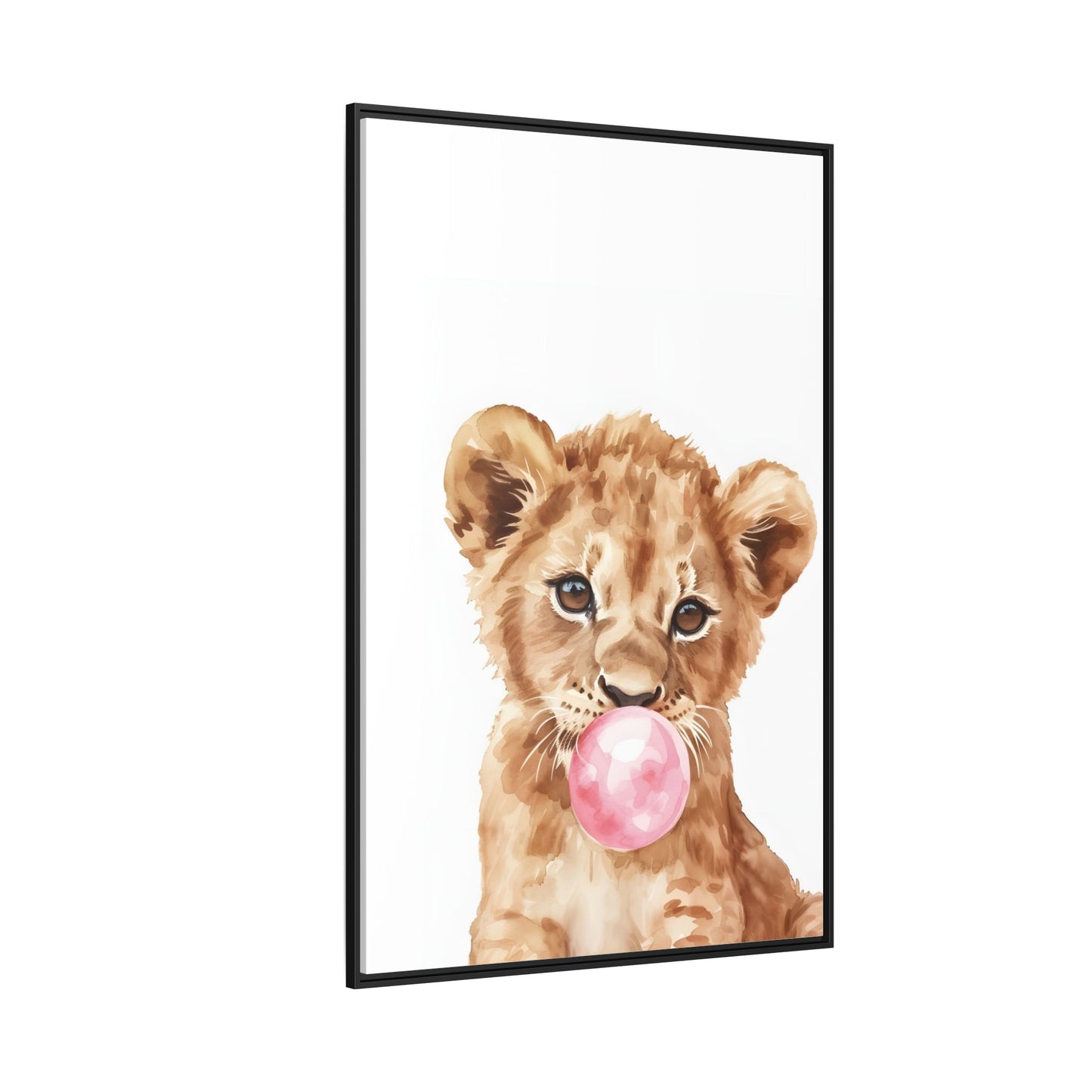Adorable Lion Cub Canvas Art, Cute Nursery Decor, Framed Wall Art, Baby Shower Gift, Kids Room Decoration, Wild Animal Print