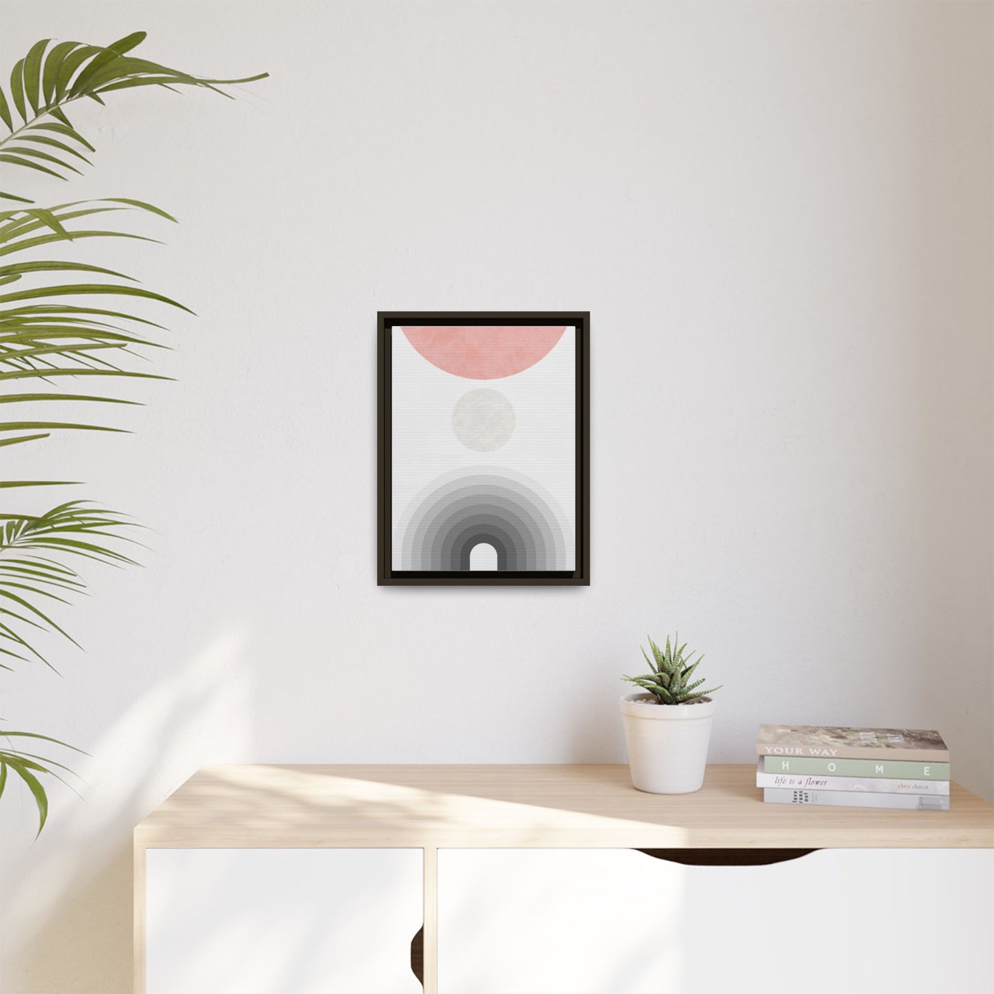 Minimalist Framed Matte Canvas Print - Abstract Circle & Gradient Design