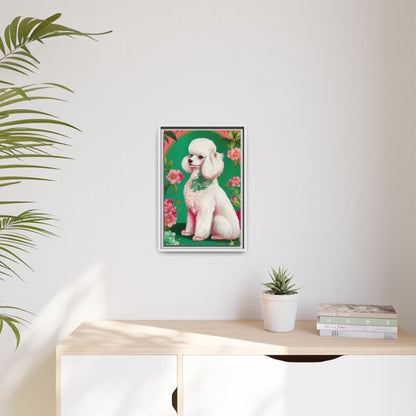 Framed Poodle Canvas Art - Floral Pet Decor for Dog Lovers
