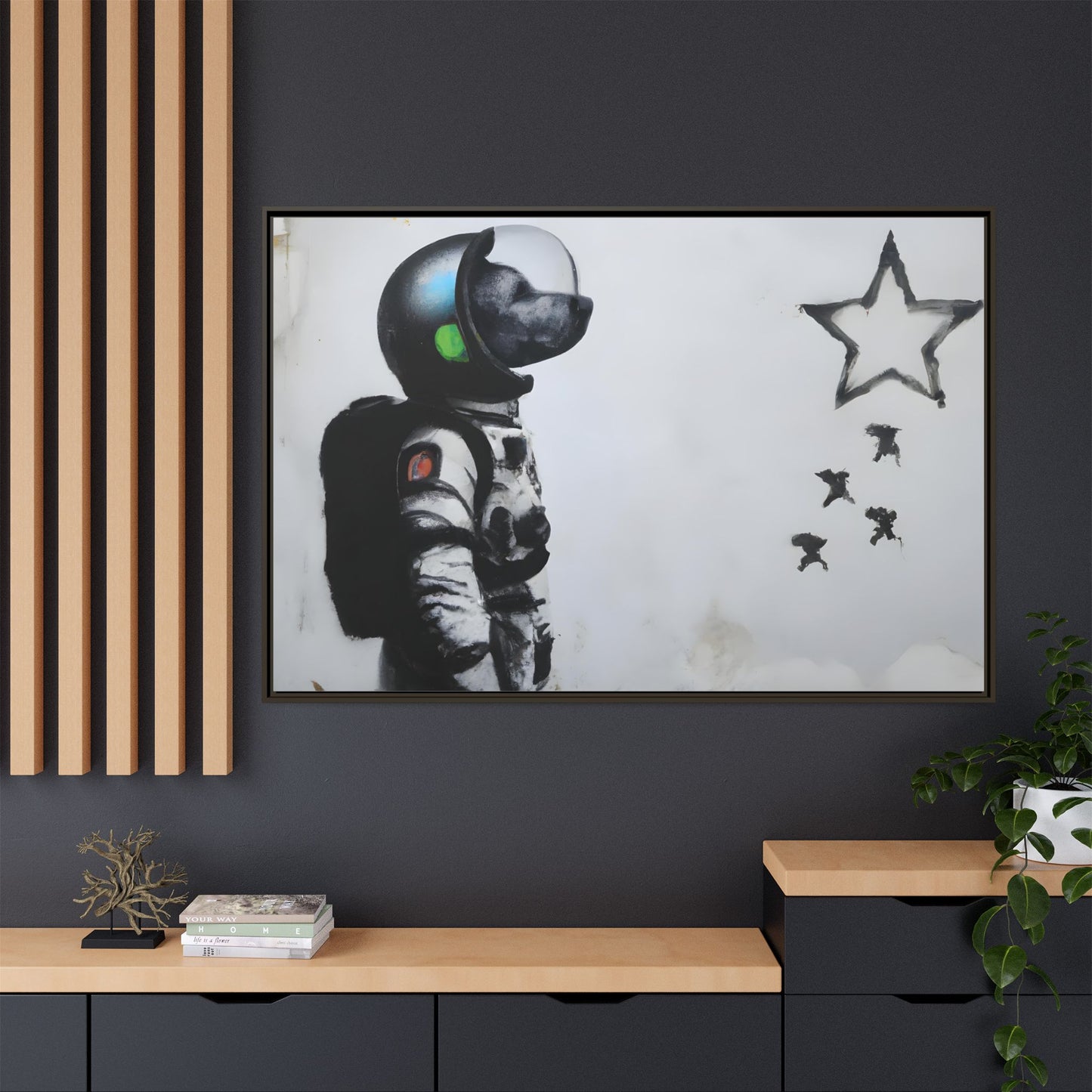 Astronaut Wall Art - Framed Matte Canvas Print for Dreamers and Space Enthusiasts