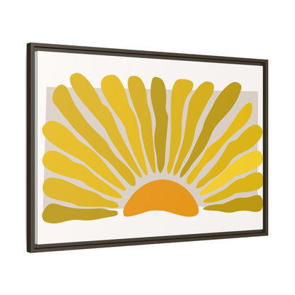 Framed Matte Canvas Wall Art, Sunny Abstract Print, Bright Home Decor, Gift for Art Lovers, Retro Style Decoration, Happy Wall Accent
