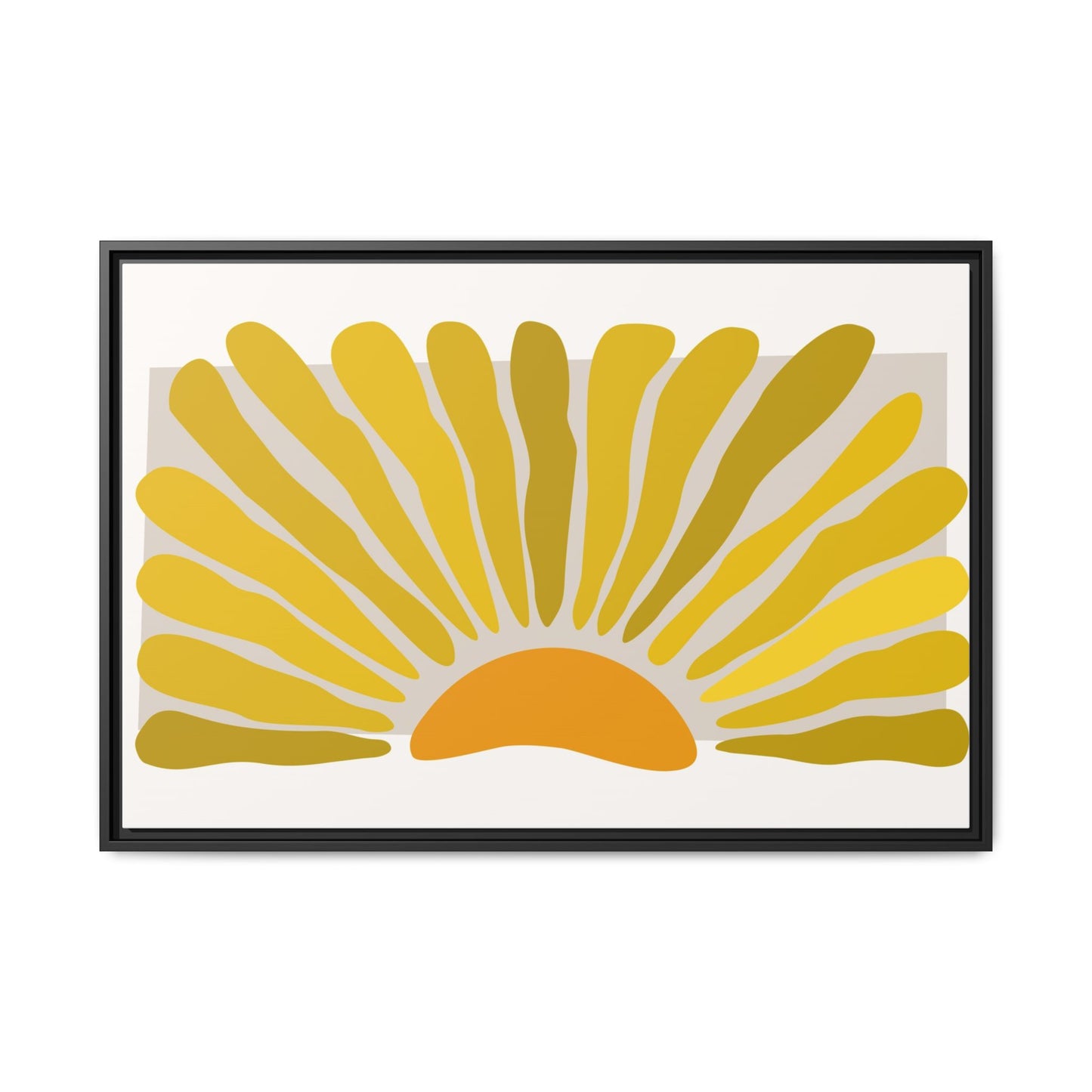 Framed Matte Canvas Wall Art, Sunny Abstract Print, Bright Home Decor, Gift for Art Lovers, Retro Style Decoration, Happy Wall Accent