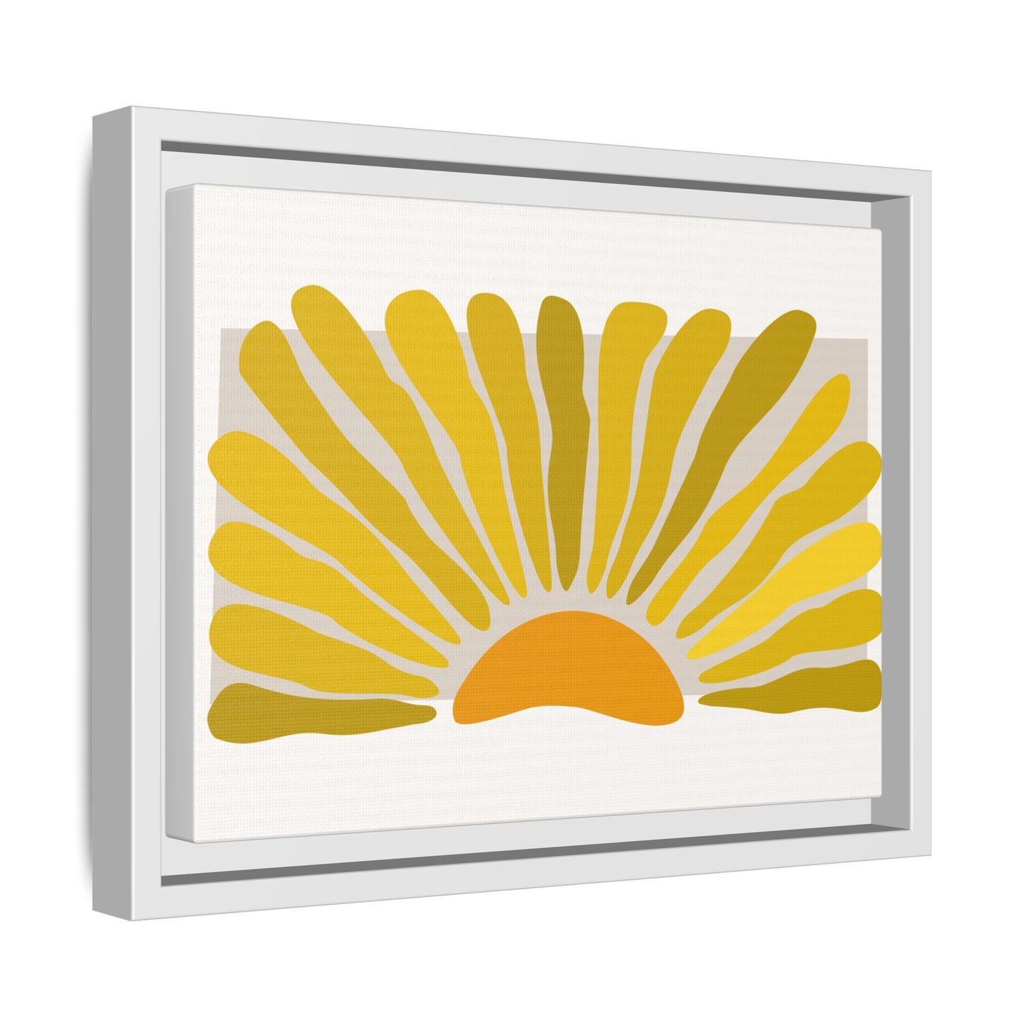Framed Matte Canvas Wall Art, Sunny Abstract Print, Bright Home Decor, Gift for Art Lovers, Retro Style Decoration, Happy Wall Accent