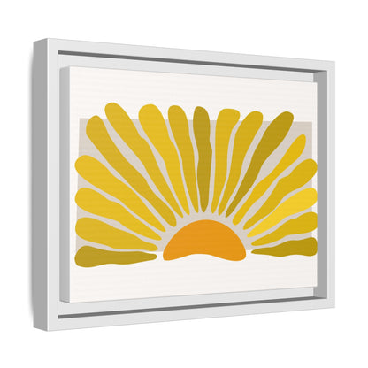 Framed Matte Canvas Wall Art, Sunny Abstract Print, Bright Home Decor, Gift for Art Lovers, Retro Style Decoration, Happy Wall Accent