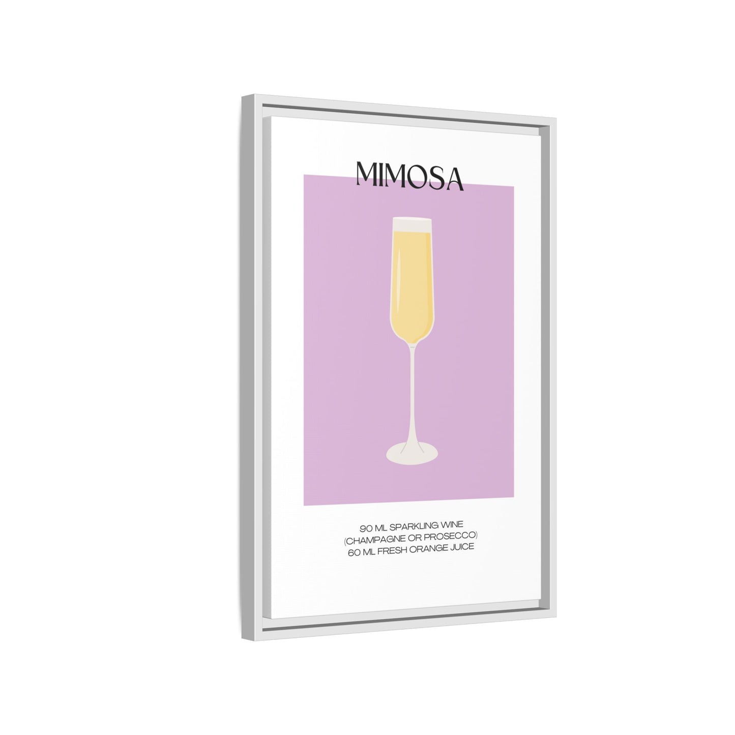 Mimosa Recipe Canvas Wall Art, Framed Home Decor, Kitchen Wall Art, Brunch Decoration, Gift for Foodies, Modern Art Print