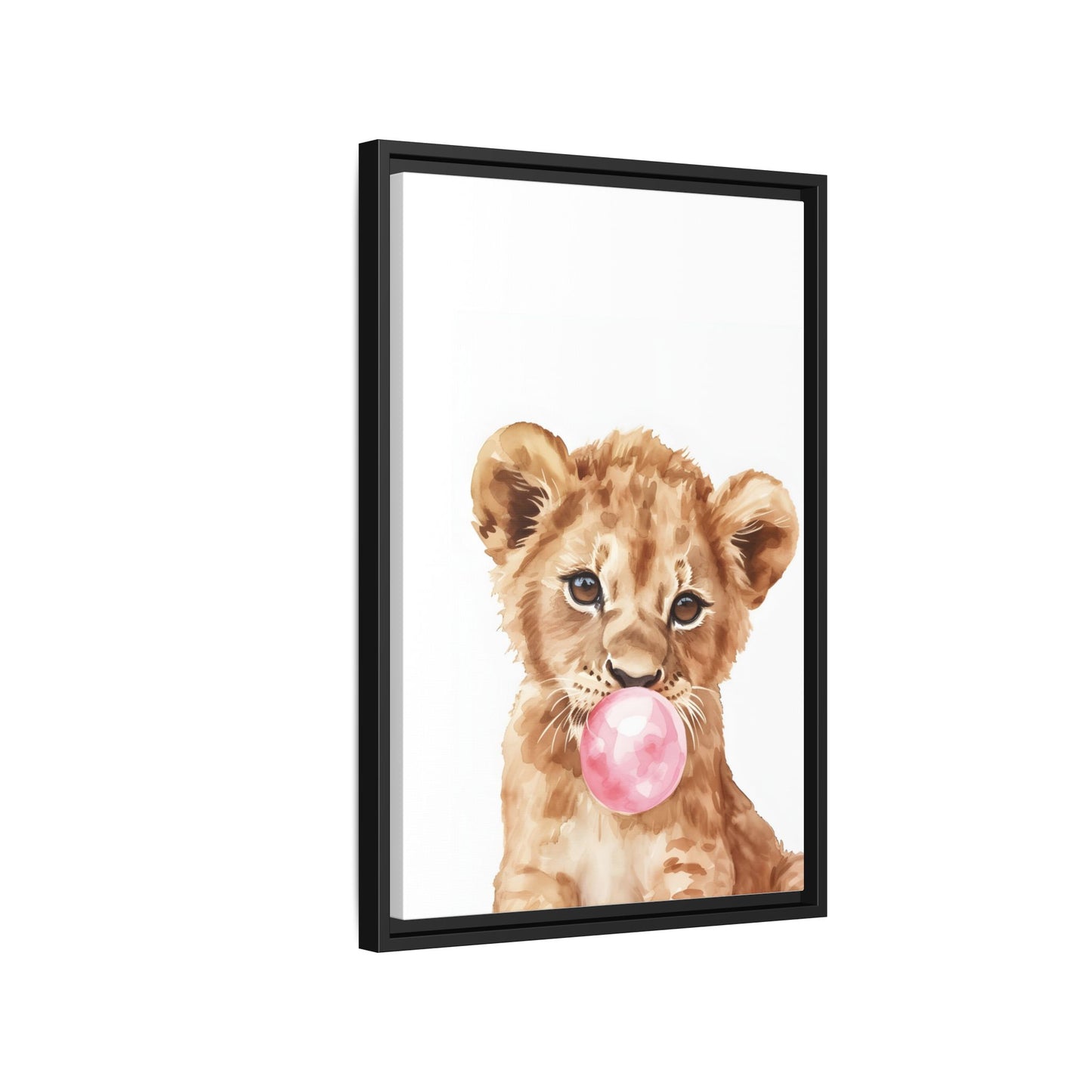 Adorable Lion Cub Canvas Art, Cute Nursery Decor, Framed Wall Art, Baby Shower Gift, Kids Room Decoration, Wild Animal Print