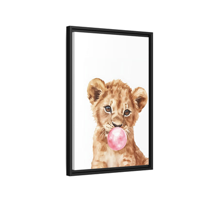 Adorable Lion Cub Canvas Art, Cute Nursery Decor, Framed Wall Art, Baby Shower Gift, Kids Room Decoration, Wild Animal Print