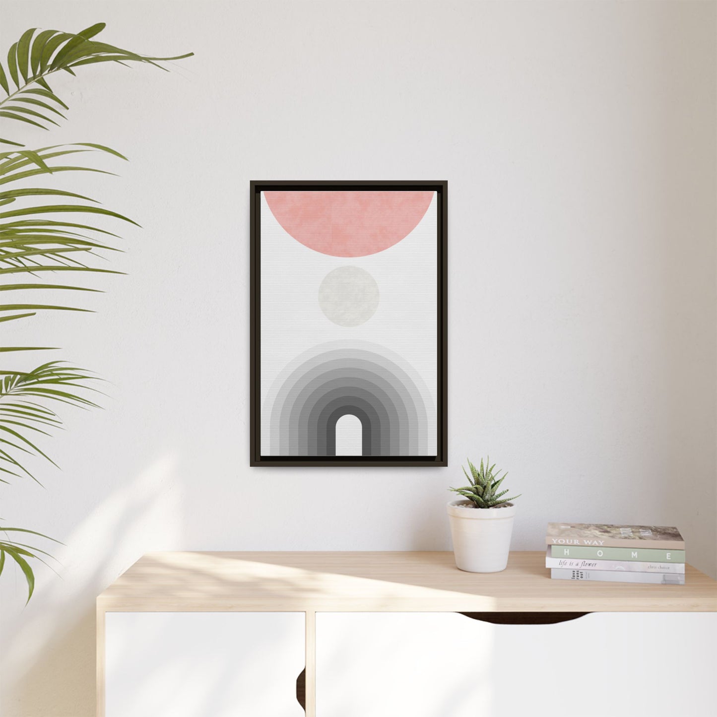 Minimalist Framed Matte Canvas Print - Abstract Circle & Gradient Design