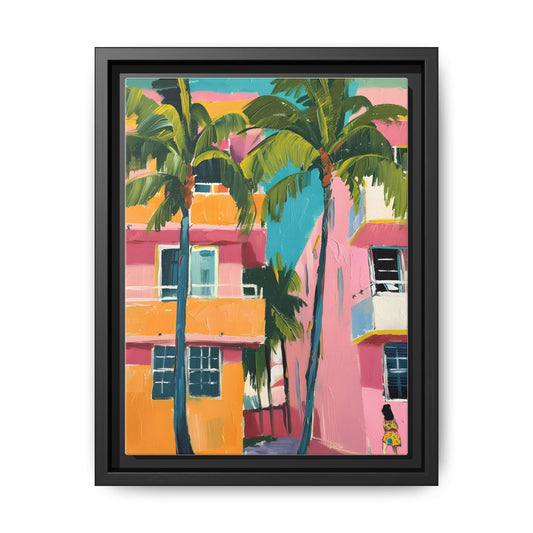 Colorful Tropical Canvas Wall Art, Framed Art Decor, Vibrant Beach House Artwork, Summer Vibes Home Decor, Gift for Art Lovers