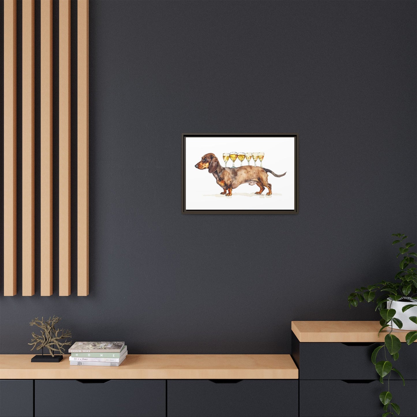 Dachshund Drink Art Print, Framed Wall Decor, Dog Lovers Gift, Pet Lover Decor, Funny Dog Art, Home Bar Decoration