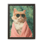 Framed Cat Art Print, Cool Cat Wall Decor, Tropical Vibe Home Decor, Fun Pet Lover Gift, Cute Animal Wall Art