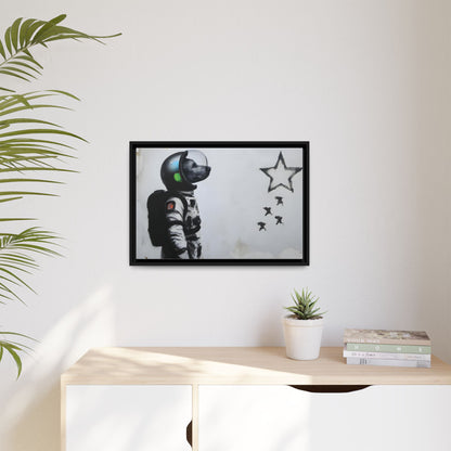 Astronaut Wall Art - Framed Matte Canvas Print for Dreamers and Space Enthusiasts