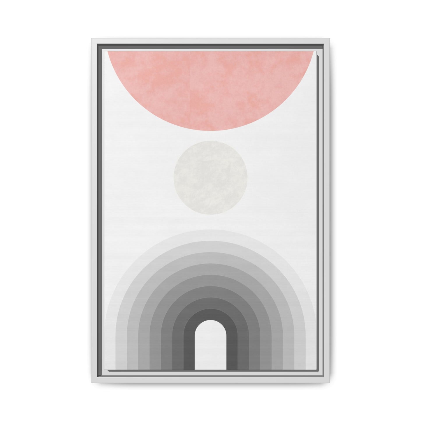 Minimalist Framed Matte Canvas Print - Abstract Circle & Gradient Design