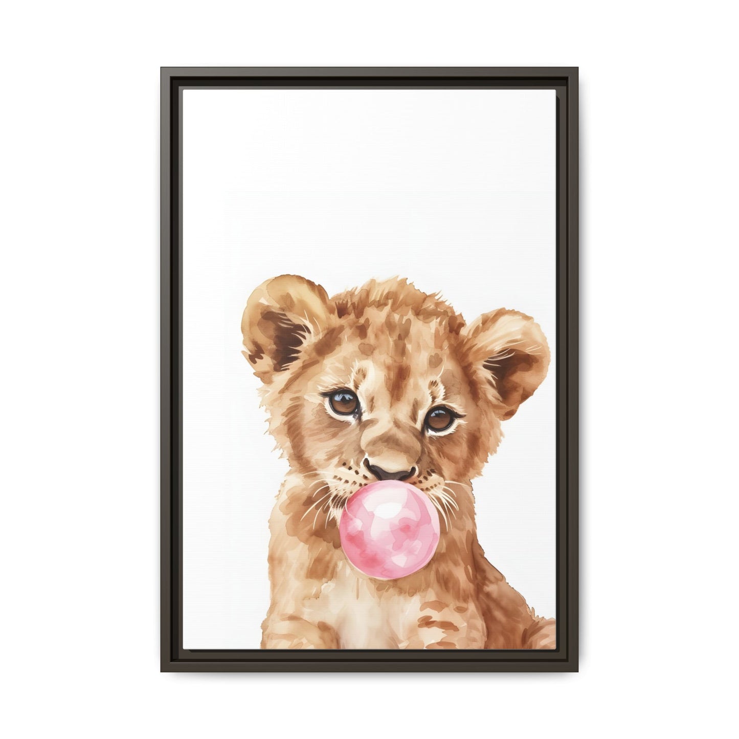 Adorable Lion Cub Canvas Art, Cute Nursery Decor, Framed Wall Art, Baby Shower Gift, Kids Room Decoration, Wild Animal Print